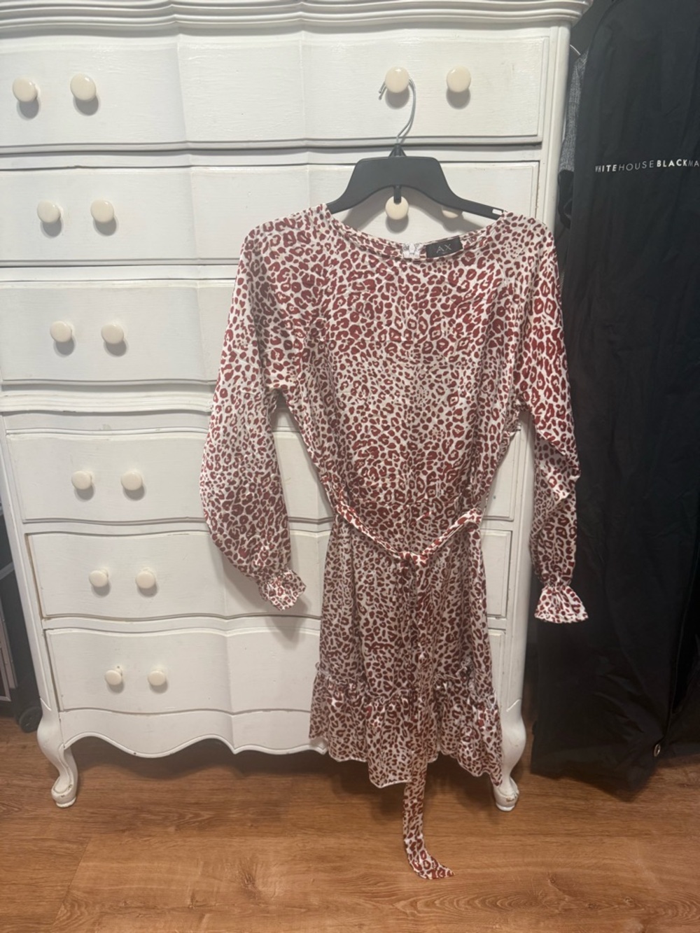 AX Paris Leopard Print Tie Waist Dress - brown & Cream